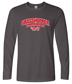 Gray Longsleeve Grasshopper T-Shirt, with Arched Logo Design