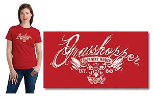 Grasshopper T-Shirt, Ladies' red with distressed printing