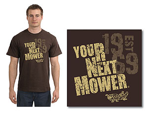 Grasshopper: Your Next Mower - T-shirt, chocolate brown