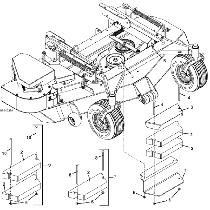 M1 48 Inch, 52 Inch, and 61 Inch Weight Kit Parts Diagram