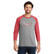 MENS' 3/4 SLEEVES BASEBALL STYLE With TRI-COLOR LOGO DESIGN