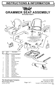 GRAMMER Premier Suspension Seat Assembly for GRASSHOPPER® Mowers (with safety belt) PN#503671