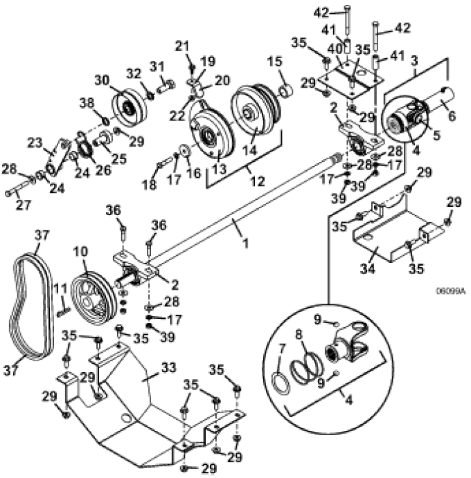 PTO Shaft and Clutch Assembly Diagram