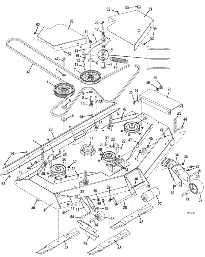 52 Inch Rear Discharge Deck Assembly Diagram