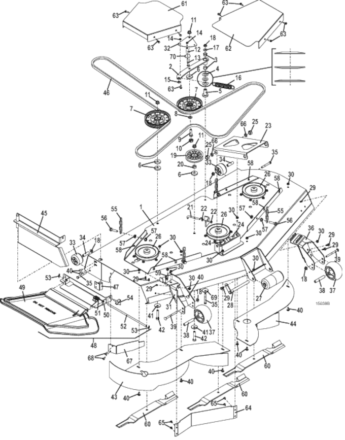 61 Inch Rear Discharge Deck Assembly Diagram