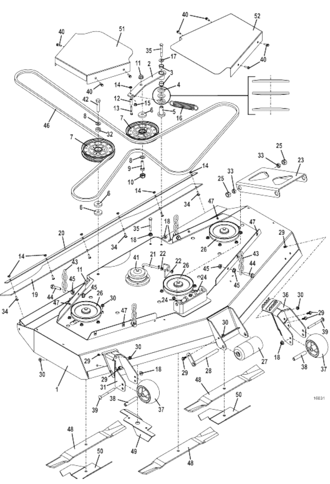 61 Inch Rear Discharge Deck Assembly Diagram