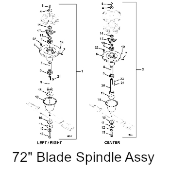 325d 2009 blade spindle for 72 inch decks